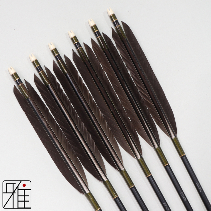 弓道 ジュラ矢 黒尾羽 1913黒|6本組|矧糸:緑系|194508