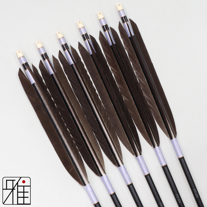 弓道 ジュラ矢 黒尾羽 1913黒|6本組|矧糸:紫系|194510