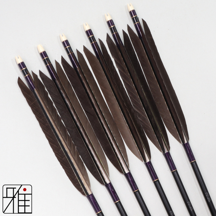弓道 ジュラ矢 黒尾羽 1913黒|6本組|矧糸:紫系|194512