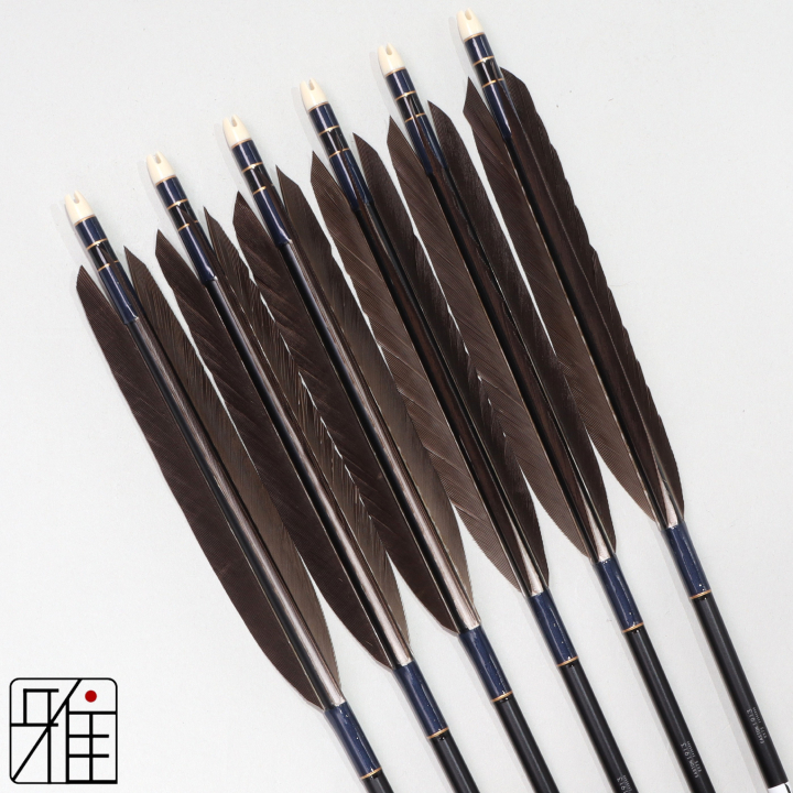 弓道 ジュラ矢 黒尾羽 1913黒|6本組|矧糸:青系|194514