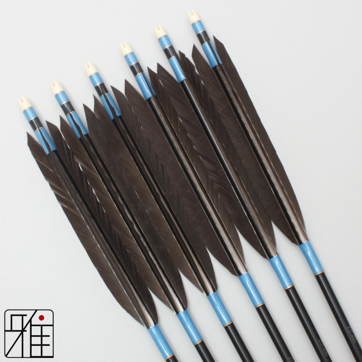 弓道 ジュラ矢 黒尾羽 1913黒|6本組|矧糸:青系|19577