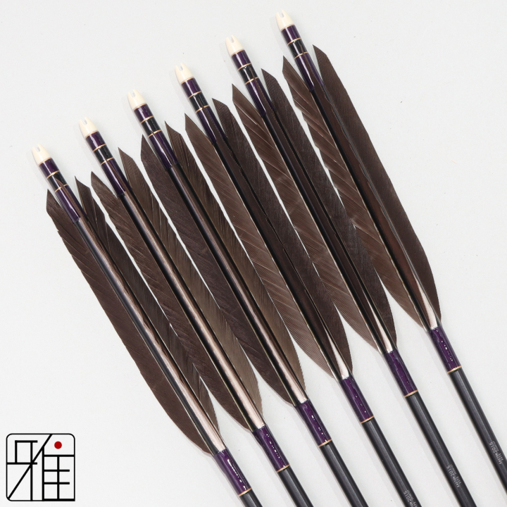 弓道 ジュラ矢 黒尾羽 2015黒|6本組|矧糸:紫系|201503