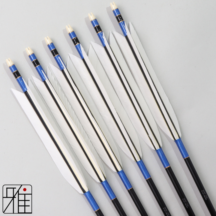 弓道 ジュラ矢 ターキー白羽 1913黒|6本組|矧糸:青系|195002