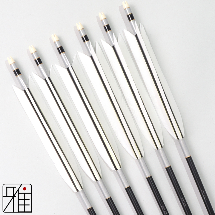 弓道 ジュラ矢 ターキー白羽 1913黒|6本組|矧糸:灰系|195035