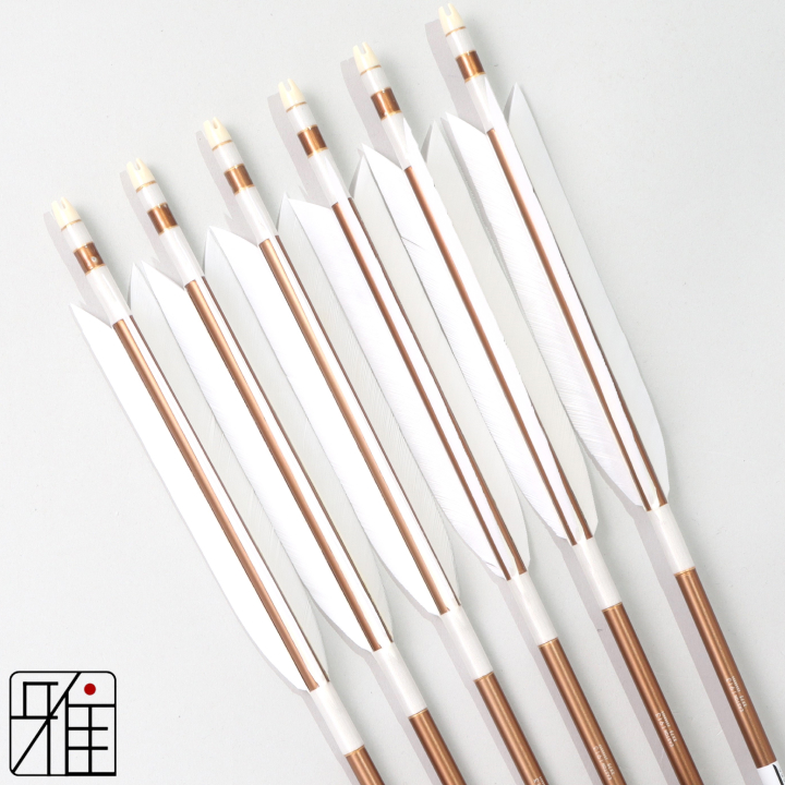弓道 ジュラ矢 ターキー白羽 1913茶|6本組|矧糸:白系|195045