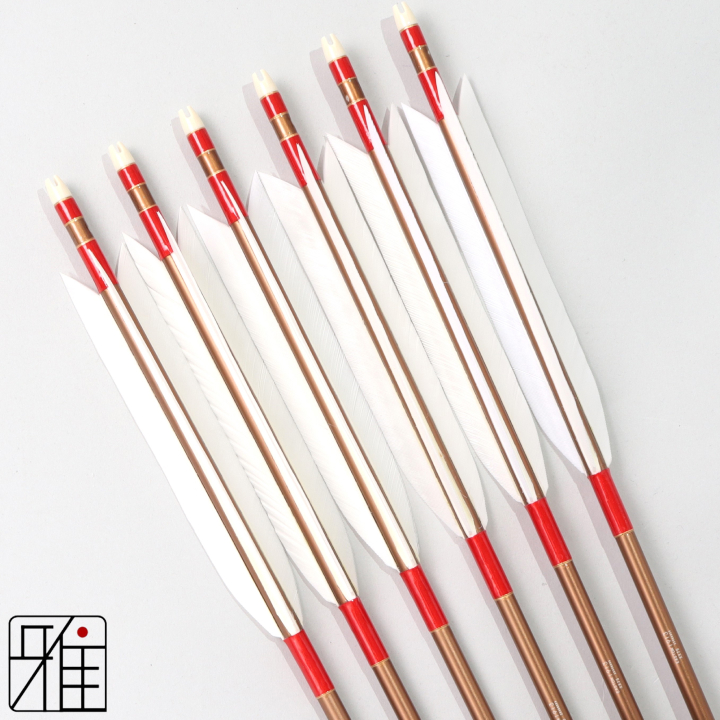 弓道 ジュラ矢 ターキー白羽 1913茶|6本組|矧糸:赤系|195047