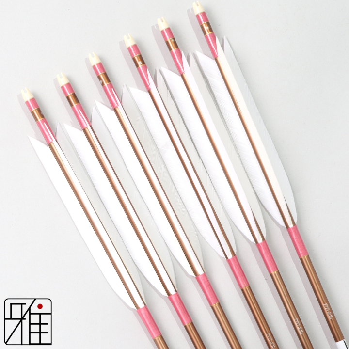 弓道 ジュラ矢 ターキー白羽 1913茶|6本組|矧糸:桃系|195051