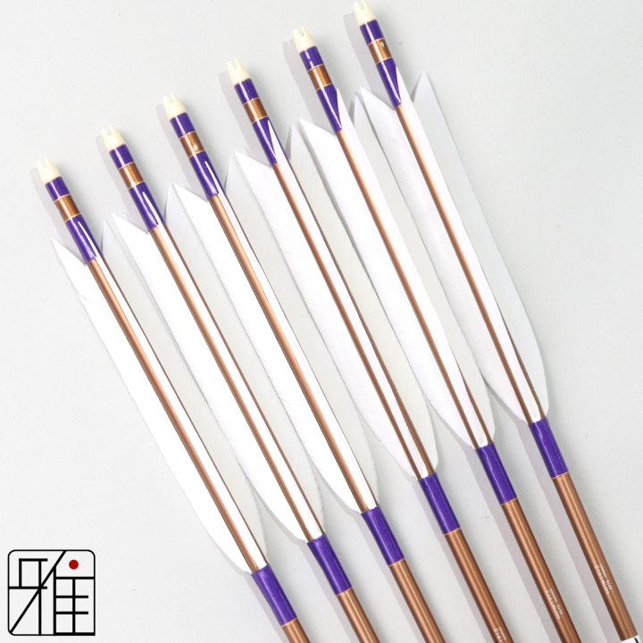 弓道 ジュラ矢 ターキー白羽 1913茶|6本組|矧糸:紫系|195052