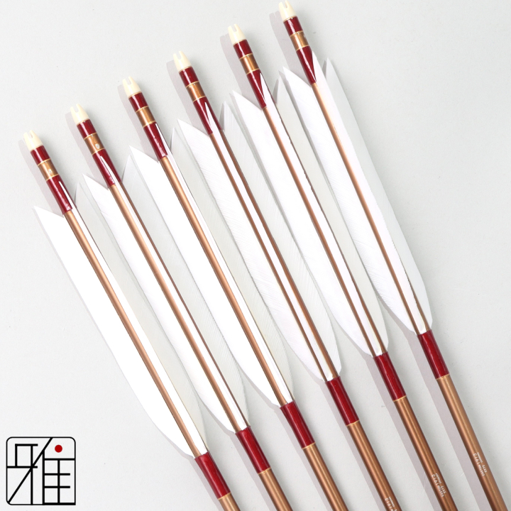 弓道 ジュラ矢 ターキー白羽 1913茶|6本組|矧糸:赤系|195053
