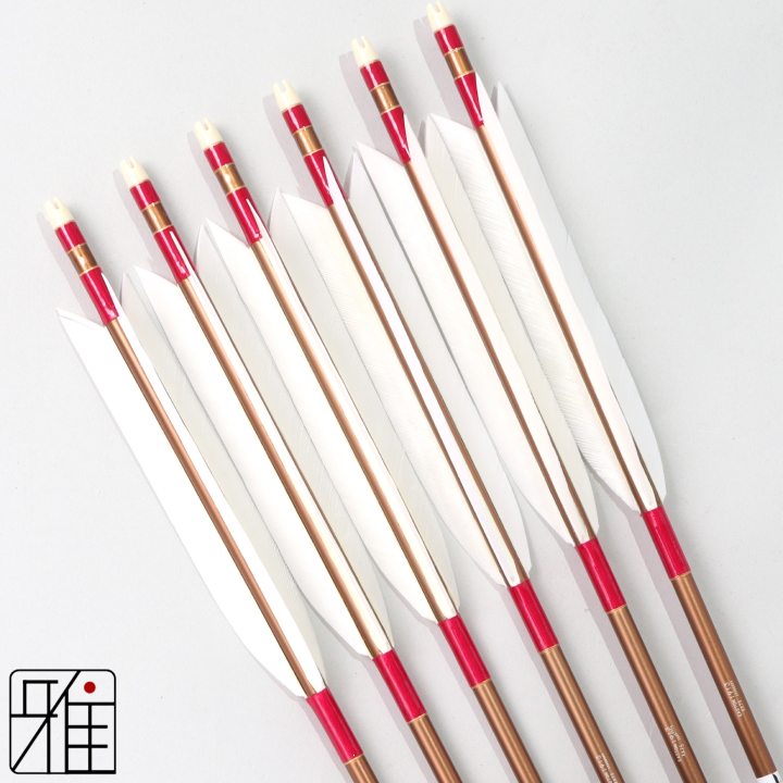 弓道 ジュラ矢 ターキー白羽 1913茶|6本組|矧糸:紫系|195059