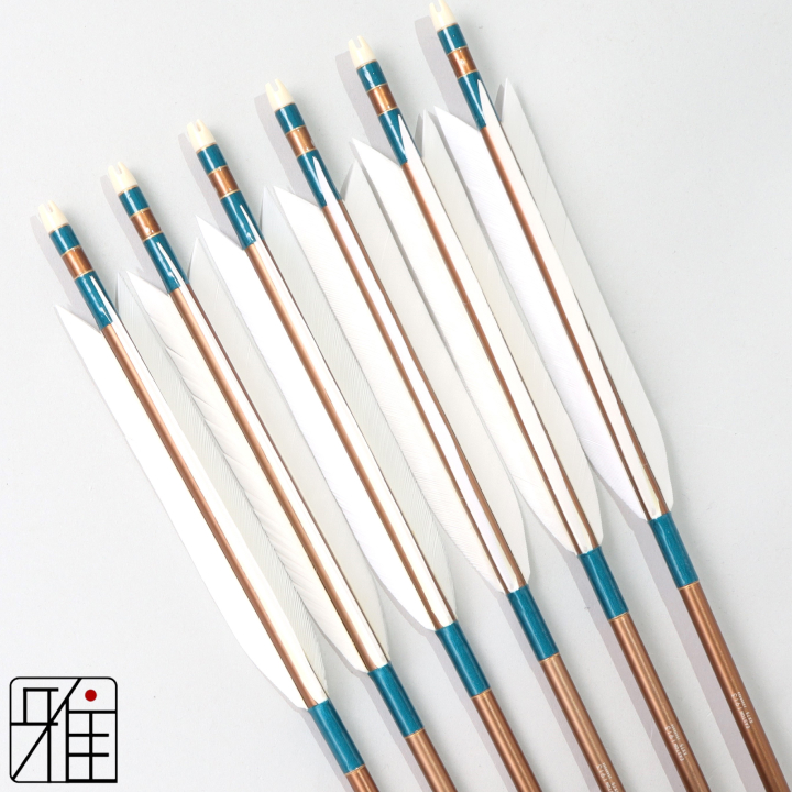 弓道 ジュラ矢 ターキー白羽 1913茶|6本組|矧糸:緑系|195060