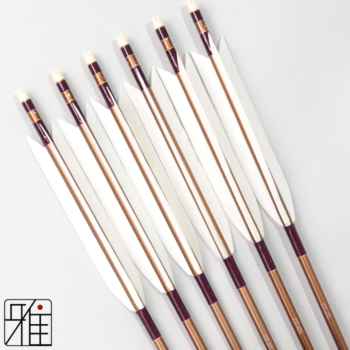 弓道 ジュラ矢 ターキー白羽 1913茶|6本組|矧糸:紫系|195061