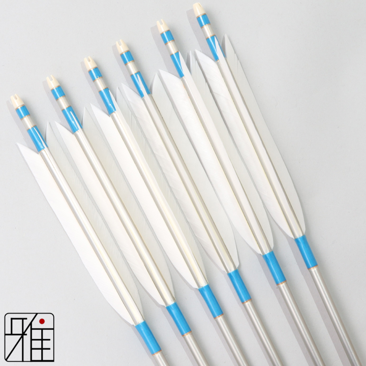 弓道 ジュラ矢 ターキー白羽 1913シルバー|6本組|矧糸:青系|195064