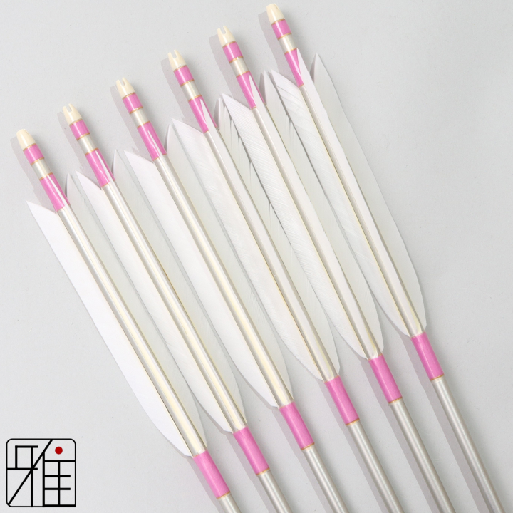 弓道 ジュラ矢 ターキー白羽 1913シルバー|6本組|矧糸:桃系|195065