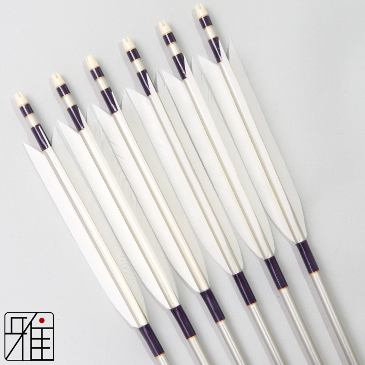 弓道 ジュラ矢 ターキー白羽 1913シルバー|6本組|矧糸:紫系|195066