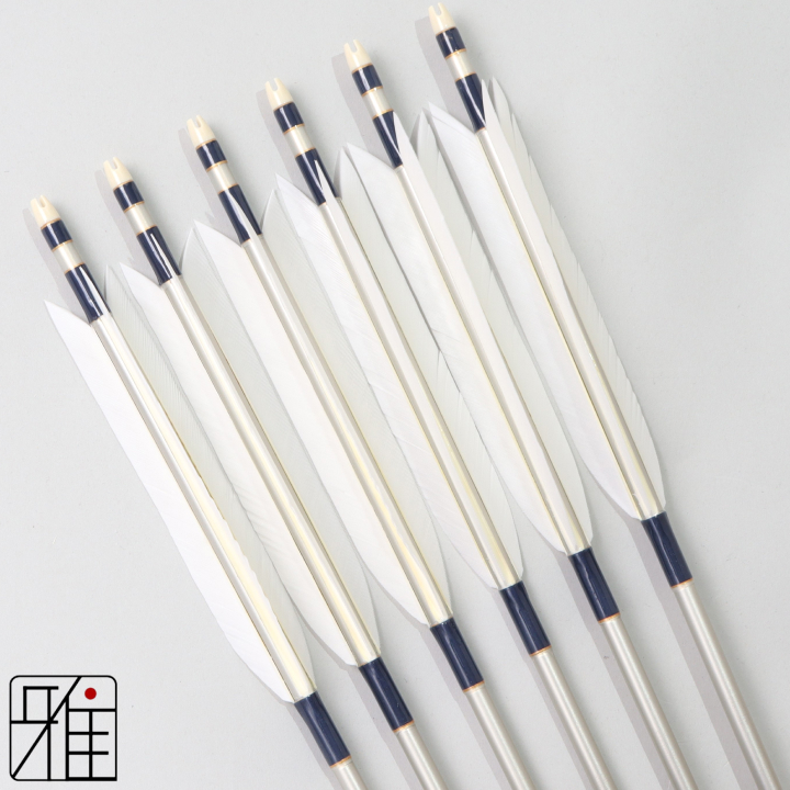 弓道 ジュラ矢 ターキー白羽 1913シルバー|6本組|矧糸:青系|195068