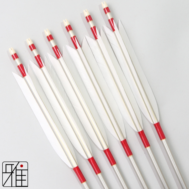 弓道 ジュラ矢 ターキー白羽 1913シルバー|6本組|矧糸:赤系|195069
