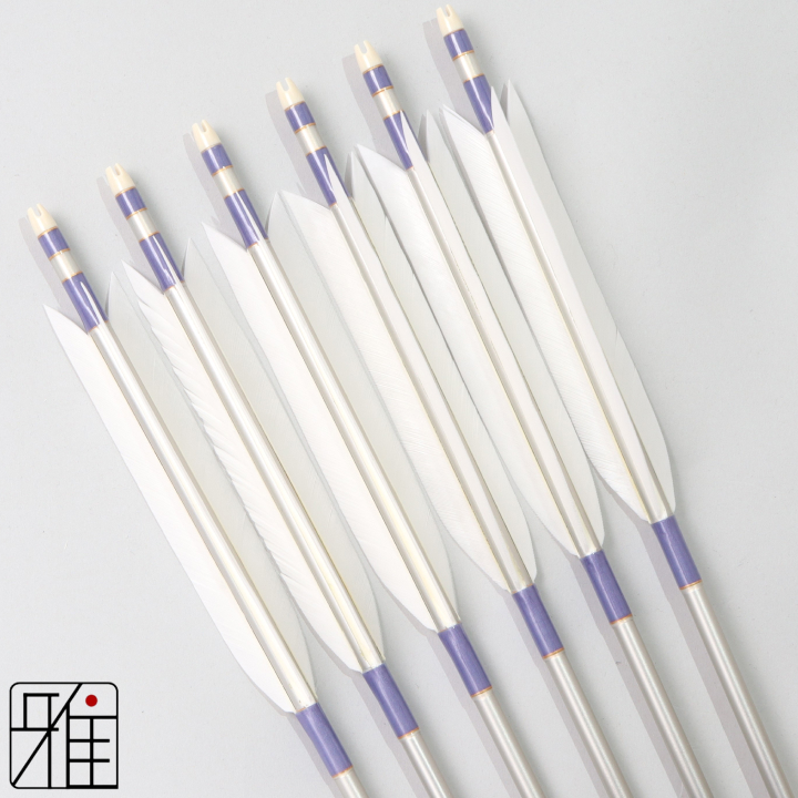 弓道 ジュラ矢 ターキー白羽 1913シルバー|6本組|矧糸:紫系|195070