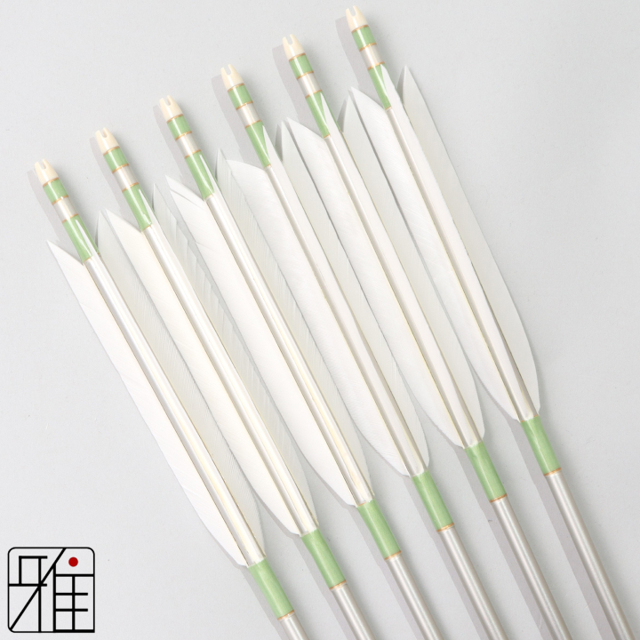 弓道 ジュラ矢 ターキー白羽 1913シルバー|6本組|矧糸:緑系|195072
