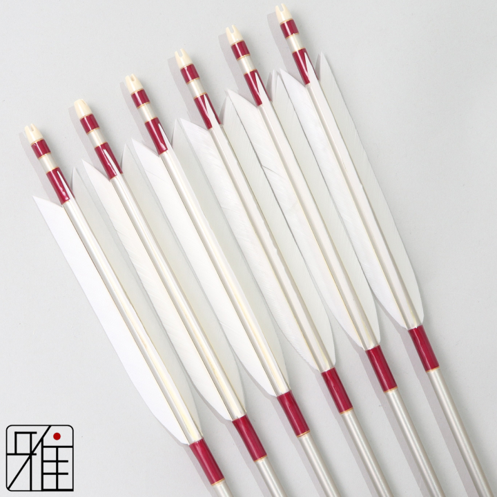 弓道 ジュラ矢 ターキー白羽 1913シルバー|6本組|矧糸:紫系|195073