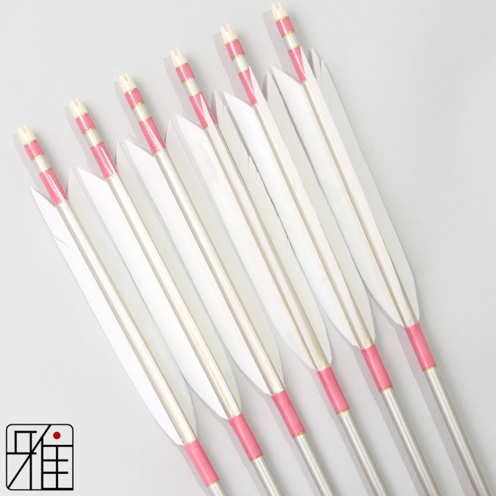 弓道 ジュラ矢 ターキー白羽 1913シルバー|6本組|矧糸:桃系|195074