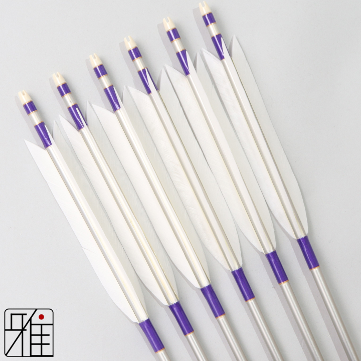 弓道 ジュラ矢 ターキー白羽 1913シルバー|6本組|矧糸:紫系|195075