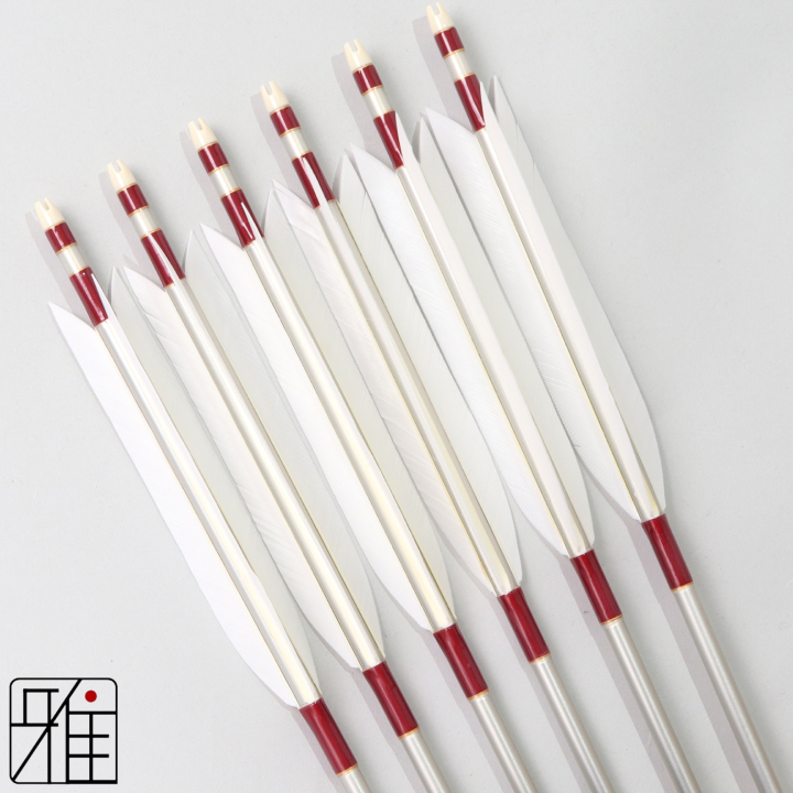 弓道 ジュラ矢 ターキー白羽 1913シルバー|6本組|矧糸:赤系|195078