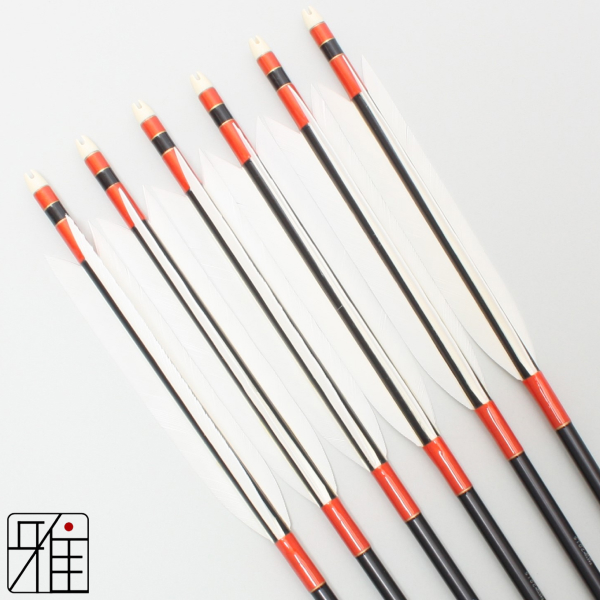 弓道 ジュラ矢 ターキー白羽 2015黒|6本組|矧糸:橙系|20006