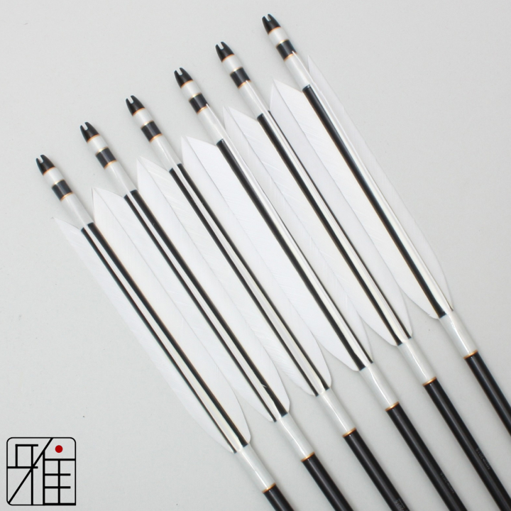 弓道 ジュラ矢 ターキー白羽 2015黒|6本組|矧糸:白系|20020