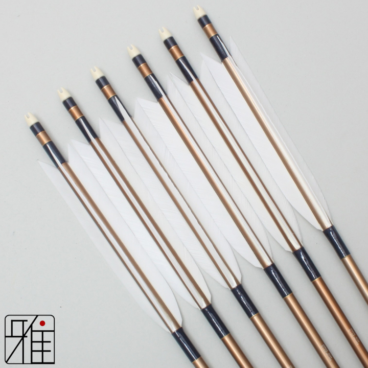 弓道 ジュラ矢 ターキー白羽 2015茶|6本組|矧糸:青系|20030