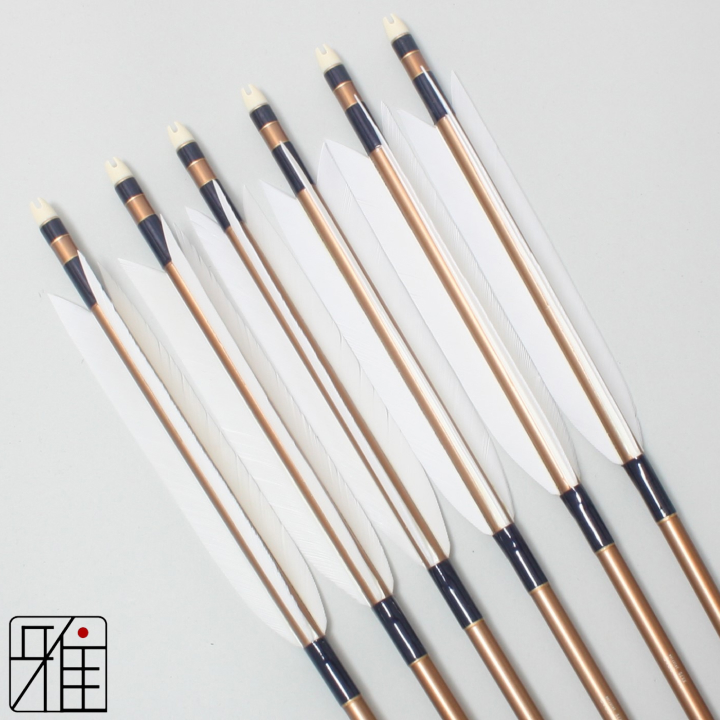 弓道 ジュラ矢 ターキー白羽 2015茶|6本組|矧糸:青系|20369