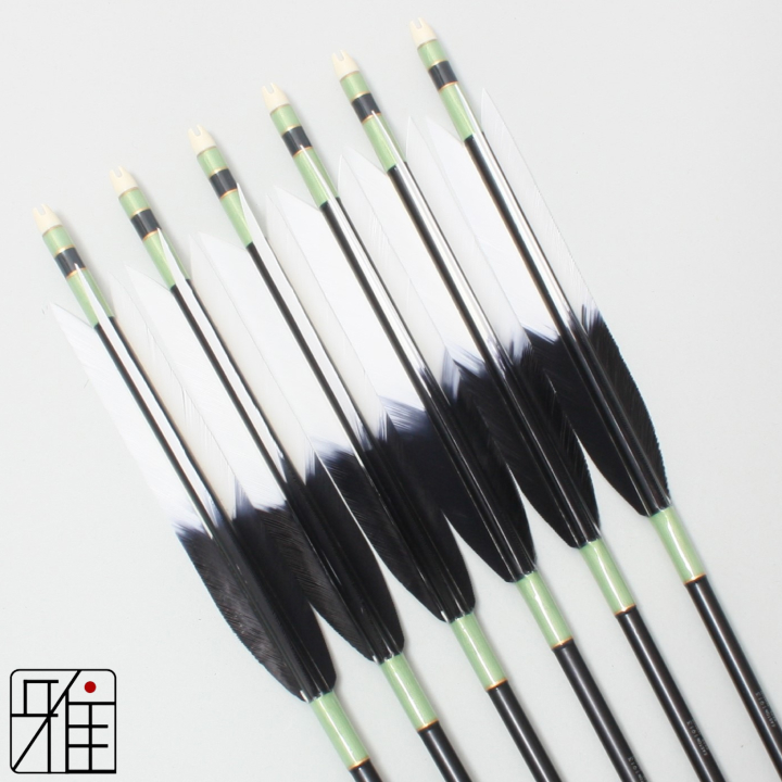 弓道 ジュラ矢 ターキー元黒染羽 1913黒|6本組|矧糸:緑系|19319