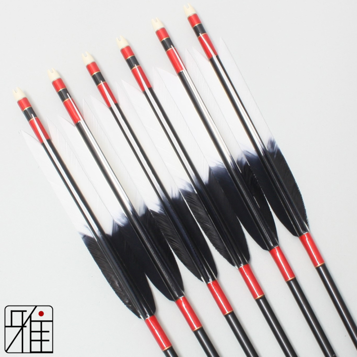 弓道 ジュラ矢 ターキー元黒染羽 1913黒|6本組|矧糸:赤系|19322
