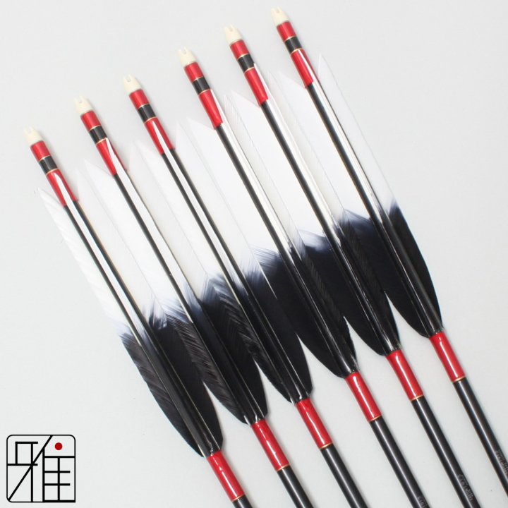 弓道 ジュラ矢 ターキー元黒染羽 1913黒|6本組|矧糸:赤系|19339