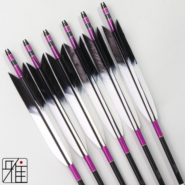 弓道 ジュラ矢 ターキー先黒染羽 1913黒|6本組|矧糸:紫系|195009