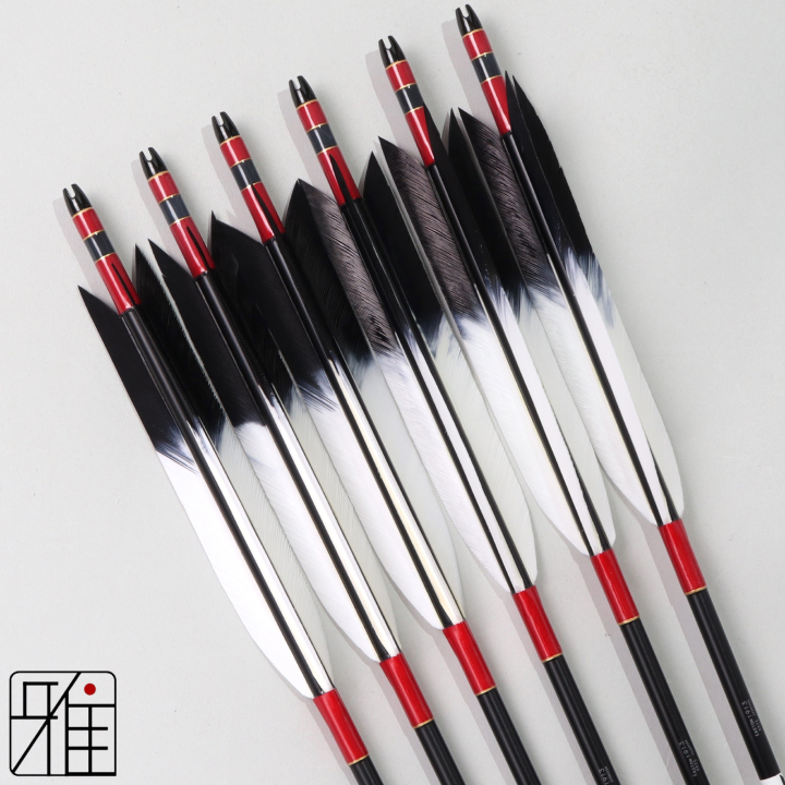 弓道 ジュラ矢 ターキー先黒染羽 1913黒|6本組|矧糸:赤系|195013