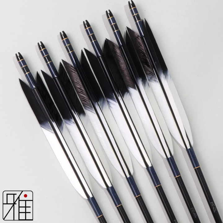 弓道 ジュラ矢 ターキー先黒染羽 1913黒|6本組|矧糸:青系|195021