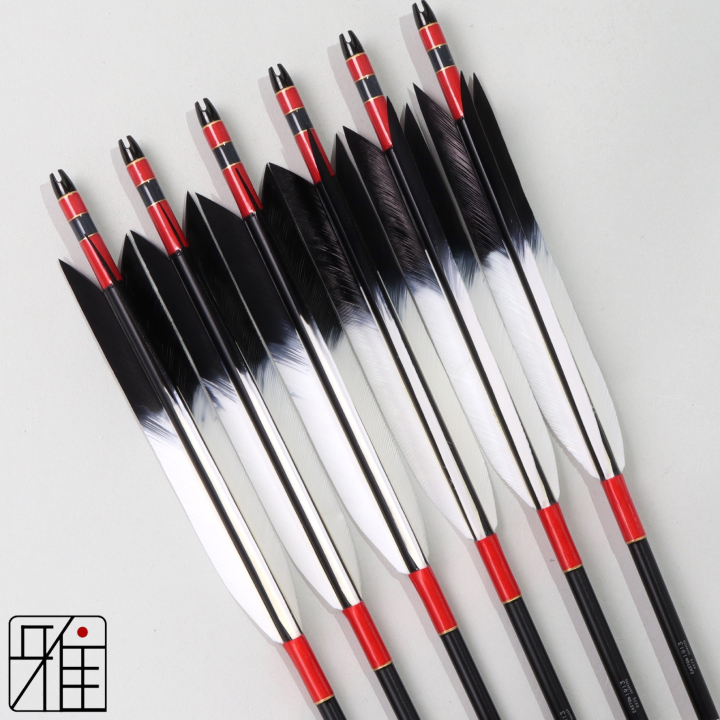 弓道 ジュラ矢 ターキー先黒染羽 1913黒|6本組|矧糸:赤系|195024