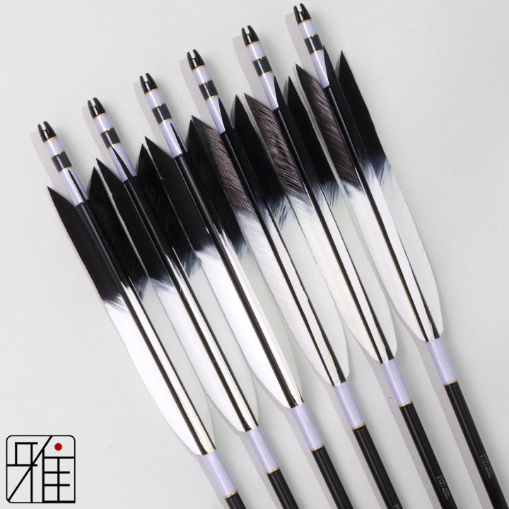 弓道 ジュラ矢 ターキー先黒染羽 1913黒|6本組|矧糸:紫系|195025