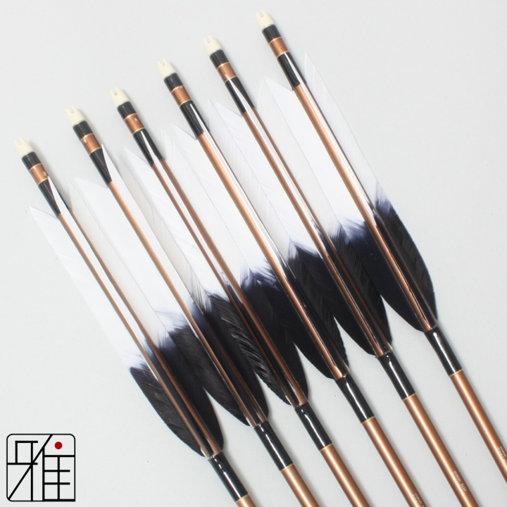 弓道 ジュラ矢 ターキー元黒染羽 1913茶|6本組|矧糸:黒系|19380