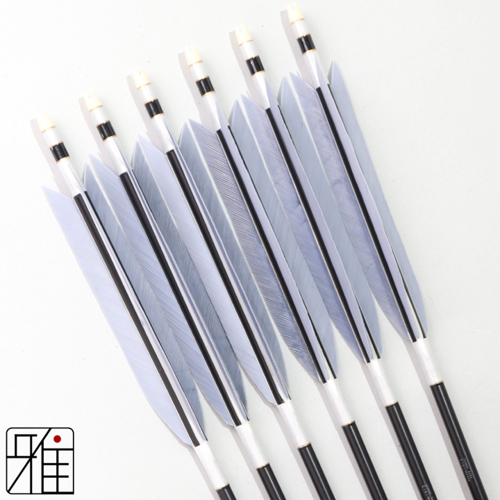 弓道 ジュラ矢 ターキー灰羽 1913黒|6本組|矧糸:白系|195079