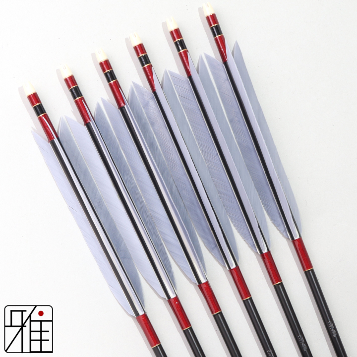 弓道 ジュラ矢 ターキー灰羽 1913黒|6本組|矧糸:赤系|195086