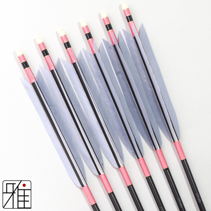 弓道 ジュラ矢 ターキー灰羽 1913黒|6本組|矧糸:桃系|195090