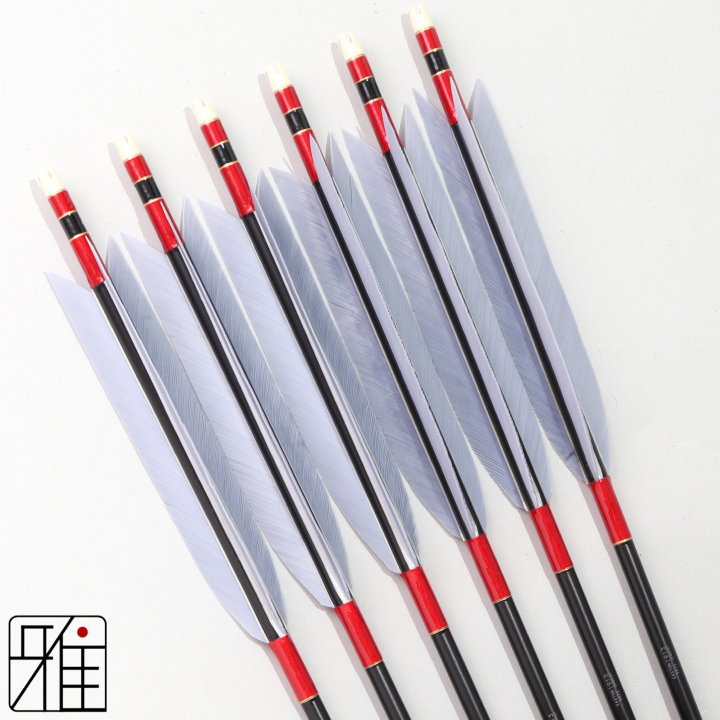 弓道 ジュラ矢 ターキー灰羽 1913黒|6本組|矧糸:赤系|195096