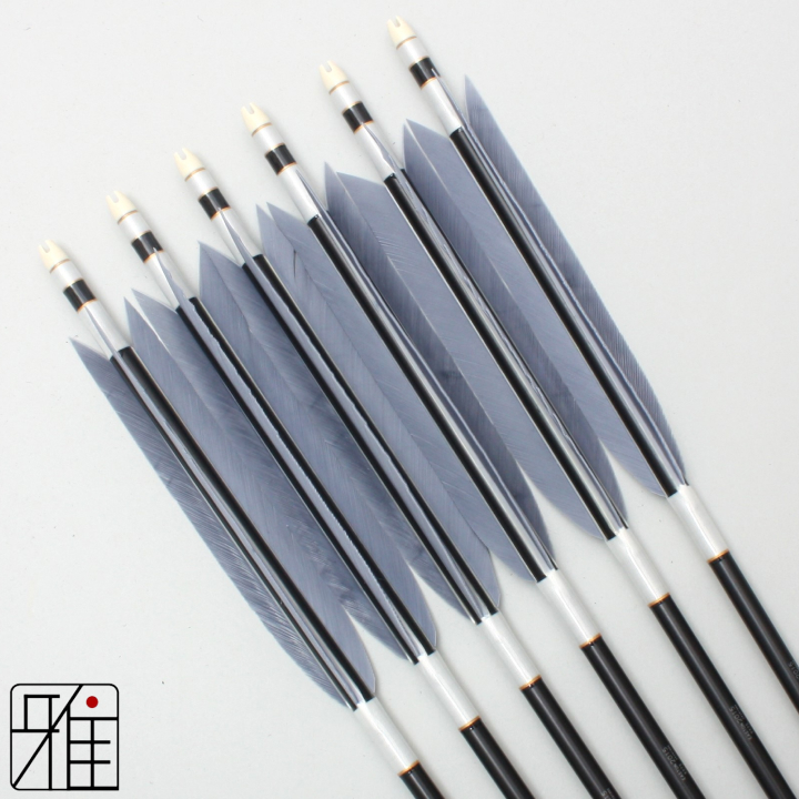 弓道 ジュラ矢 ターキー灰羽 2015黒|6本組|矧糸:白系|20411