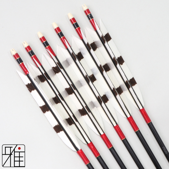 弓道 ジュラ矢 ターキー手描染羽 2015黒|6本組|矧糸:赤系|202033