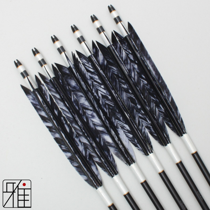 弓道 ジュラ矢 ターキー差斑染羽 2015黒|6本組|矧糸:白系|20429