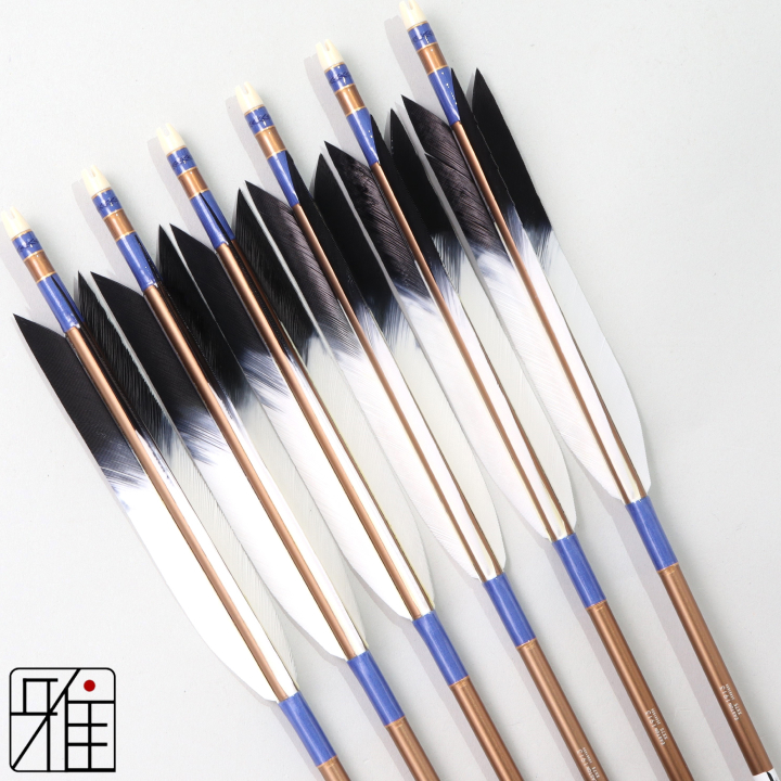 弓道 ジュラ矢 ターキー先黒染羽 1913 茶|6本組|矧糸:青系|筈巻糸有|196030