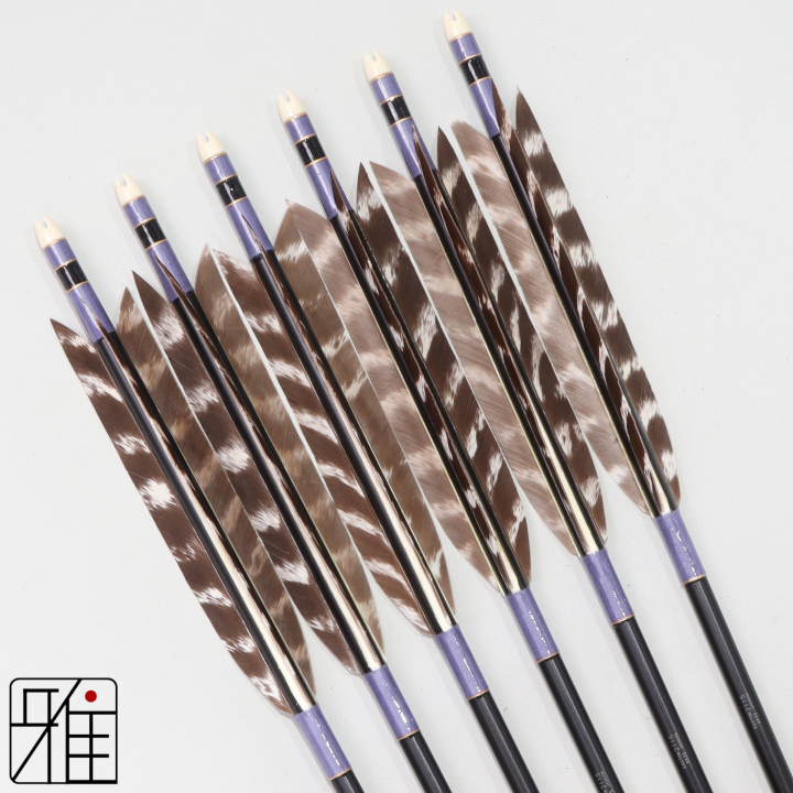 弓道 ジュラ矢 ターキートラ班羽 2115黒|6本組|矧糸:紫系|217902