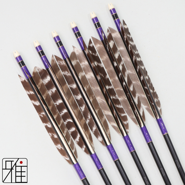 弓道 ジュラ矢 ターキートラ班羽 2115黒|6本組|矧糸:紫系|217904